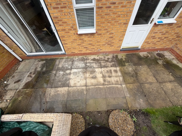 Patio before cleaning